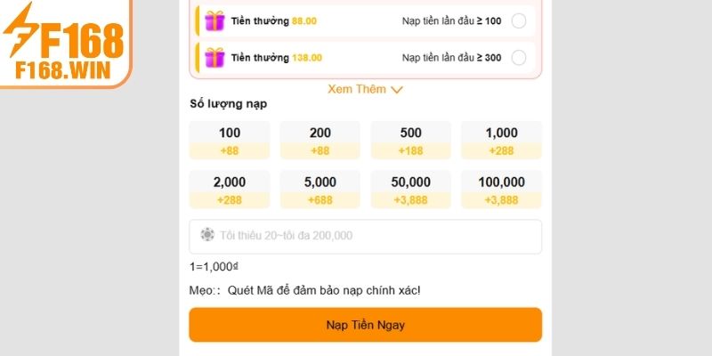 Những điều kiện cơ bản trước khi nạp tiền F168