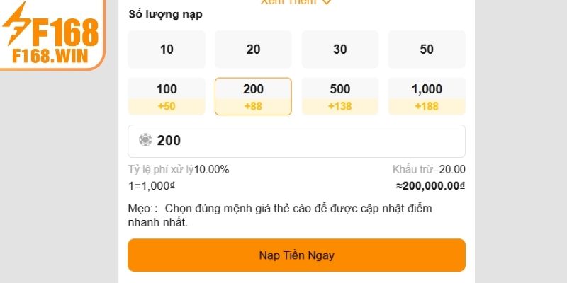 Nạp tiền bằng thẻ điện thoại 